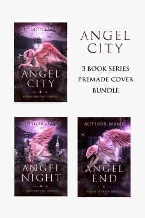Three urban fantasy book covers featuring a woman angel